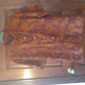 Van Heusen Men's Brown and Orange Casual Button Down Shirt